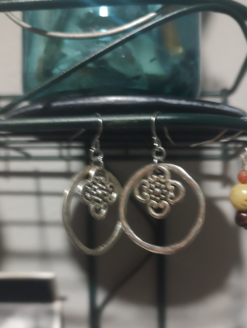 Silver Knot Hoop Drop Earrings